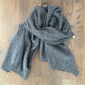 NWOT Martha Stewart 100% Cashmere Cable Knit Wrap Scarf Heather Grey 84"l